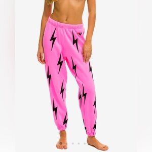Aviator Nation Pink Lightning Bolt Sweatpants/Joggers Size Small
